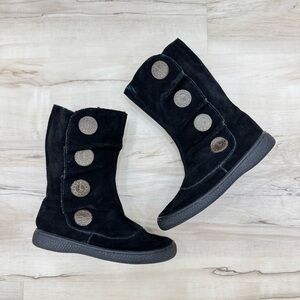 Livie & Luca Girls Tiempo Boots Black Suede Sz 13 side button details